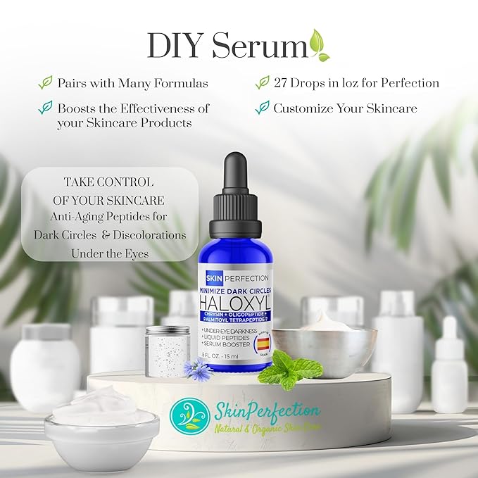 Skin Perfection Haloxyl Anti-aging Under-eye Diy Serum Booster Peptides for Dark Circles, Discolorations Blue Passion Flower .5 Oz, 300 Drops