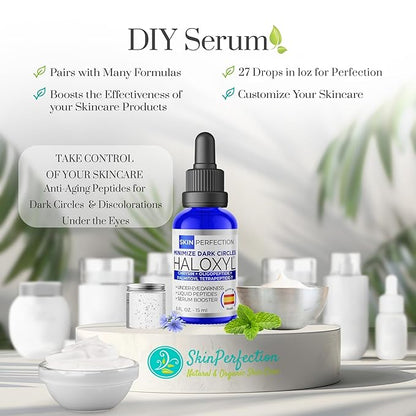 Skin Perfection Haloxyl Anti-aging Under-eye Diy Serum Booster Peptides for Dark Circles, Discolorations Blue Passion Flower .5 Oz, 300 Drops