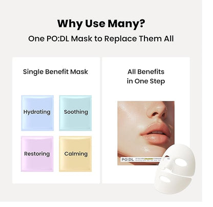 podl All-In-One Hyaluronic Hydrogel Mask(4ea) | Collagen Face Mask for Glass Glow Skin | Deep Hydration & Radiance Boosting | Improves Skin Elasticity & Firmness | Korean Face Mask Skincare