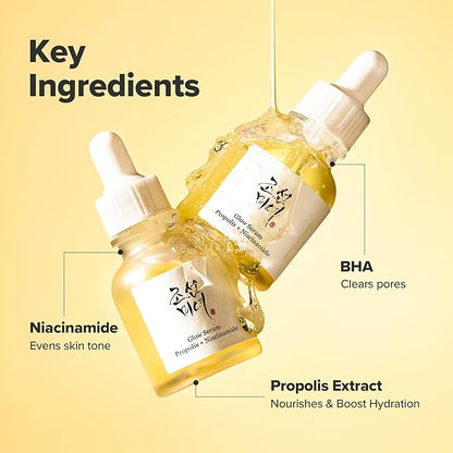 Beauty of Joseon Glow Serum Propolis and Niacinamide Hydrating Facial Soothing Moisturizer for Irritated Uneven Skin Tone, Korean Skin Care, 60ml, 2 Fl.Oz