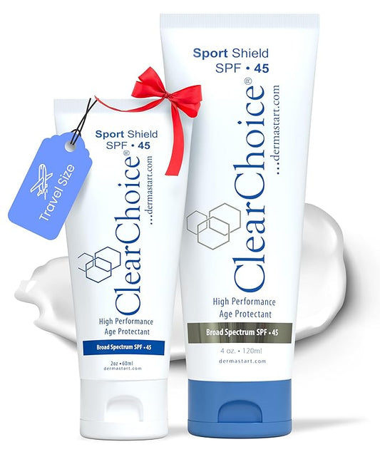 ClearChoice Sunscreen Bundle SPF 45, Oil-Free Sunblock & Moisturizer with Zinc Oxide, Reef-Safe, Broad Spectrum, No White Cast, Includes Full-Size 4oz & Travel-Size 2oz