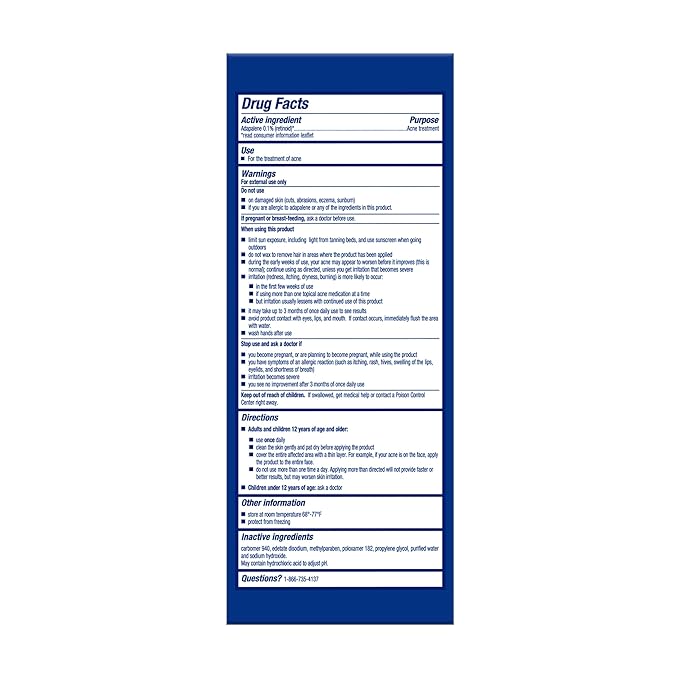 Differin Acne Treatment Gel, 90 Day Supply, Retinoid Treatment for Face with 0.1% Adapalene, Gentle Skin Care for Acne Prone Sensitive Skin, 45g Pump (Packaging May Vary)