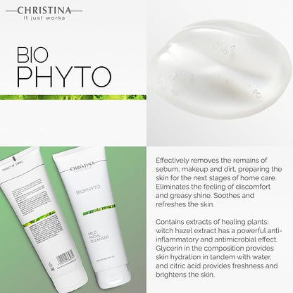 -CHRISTINA- Biophyto Mild Facial Cleanser with Green Tea and Cucumber Extracts - 250 ml - Soapless Gentle Face Wash and Daily Facial Cleanser for All Skin Types