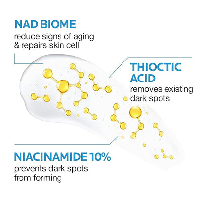 mimmua Dark Spot Ampoule | Korean Clinic Skincare - NAD+ 0.1% & Thioctic Acid 0.01% & Niacinamide 10% | Overnight Treatment for Melasma, Hyperpigmentation, Discoloration, Acne Scars | 15ml /0.33 Fl Oz
