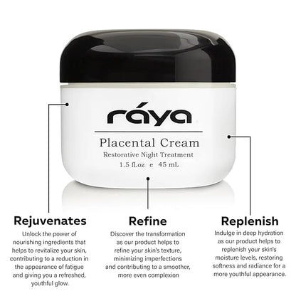 Raya SPA Placental Cream | Restorative Night Cream | Intensive Anti-Aging & Firming Face Moisturizer | Wrinkle Repair Facial Creme for Renewed Tone & Beauty Sleep - Skin Care Essentials