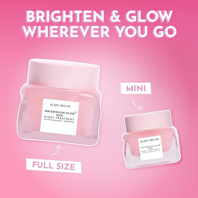 Glow Recipe Watermelon Glow AHA Night Treatment - Overnight Resurfacing Mask with AHA Complex, Hyaluronic Acid, Niacinamide & Watermelon Enzymes for Smooth, Glowing, Even-Toned Skin (60ml)