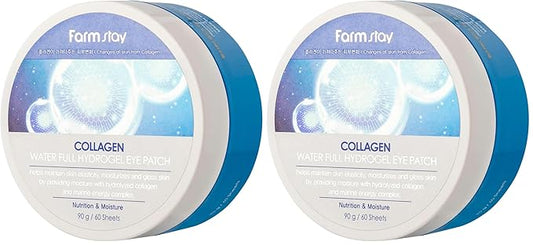 FARMSTAY Collagen Water Full Hydrogel Eye Patch - Hydrating Under Eye Mask with Collagen - Refreshes Tired Undereyes - Promotes Collagen Production - 60 pc (Pack of 2)