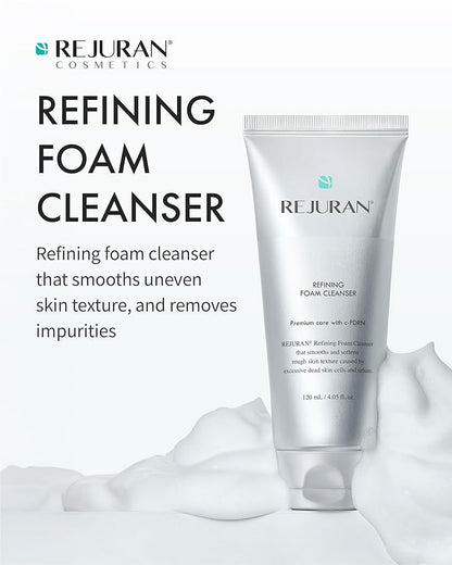 REJURAN® Refining Foam Cleanser, c-PDRN® – Hydrating & Gentle for Smoother, Clearer Skin, Minimizes Pores & Balances with Hyaluronic Acid & Tanin Complex, Korean Skin Care (4.05 fl oz)