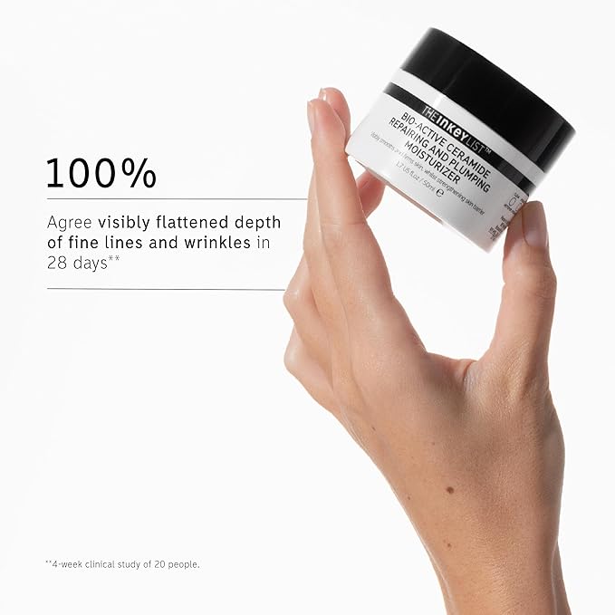 The INKEY List Bio-Active Ceramide Repairing and Plumping Moisturizer 1.7fl oz/50ml, Anti-Ageing Skincare, 24-Hour Hydration Cream, Vegan Friendly, Suitable For All Skin Types