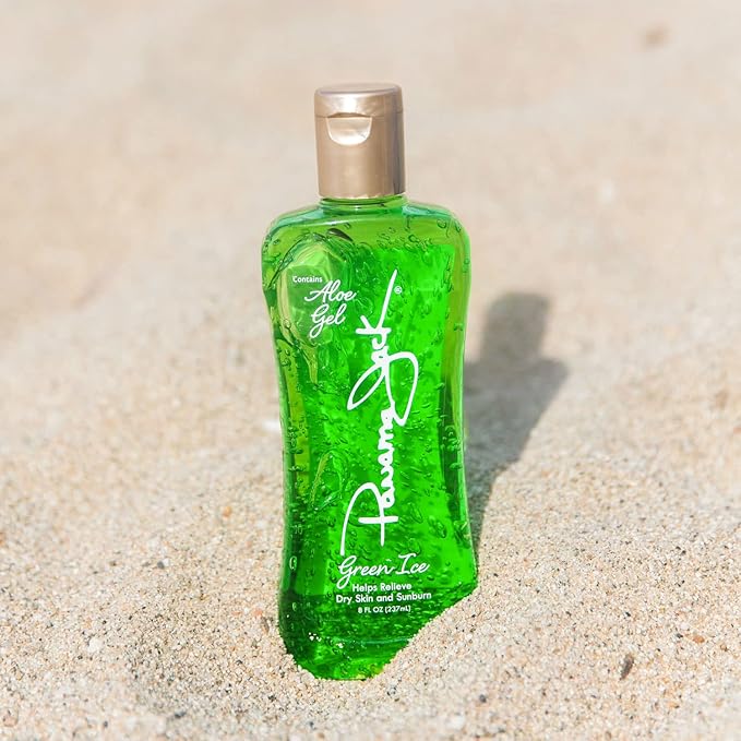 Panama Jack Green Ice Gel - Aloe Vera After Sun Formula Contains No Alcohol, Helps Preserve Tan, Relieves & Moisturizes Dry Skin & Sunburn, 8 FL OZ
