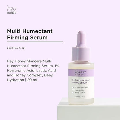 Hey Honey Multi Humectant Firming Serum: 1% Hyaluronic Acid Urea Lactic Acid & Honey Complex for Deep Hydration, Plumping & Skin Barrier Support | 20 mL / 0.68 fl oz
