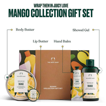 The Body Shop Mango Collection Gift Set - 4 Piece Set, Shower Gel, Body Butter, Lip Butter, Hand Balm, Vegan