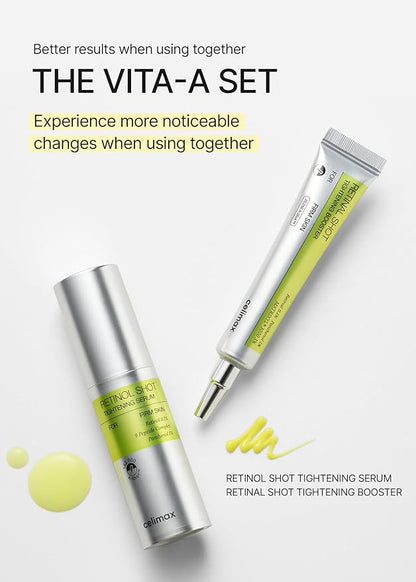 celimax The Vita A Retinal Shot Tightening Booster Duo Set 15mlx2 | with Retinal 0.1%, Matryxyl 3%, Pore Minimizer, Wrinkles & Fine Lines, Firmer Skin