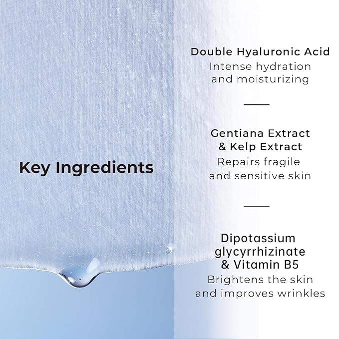 +WIS+ Hyaluronic Acid Face Mask 24 EA with Hyaluronic Acid Serum and Vitamin B5, Hydrating Facial Mask for Dry Skin, Anti-Aging Mask to Plump and Repair Dehydrated Skin, Safe on Sensitive Skin