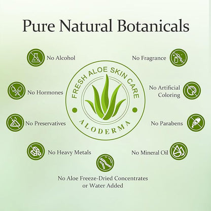 Aloderma 99% Organic Aloe Vera Gel for Face Made within 12 Hours of Harvest, Natural Hydrating Pure Aloe Vera Gel for Soothing Skincare, Moisturizing Aloe for Skin, Face, Sensitive Skin, 4oz - 3ct