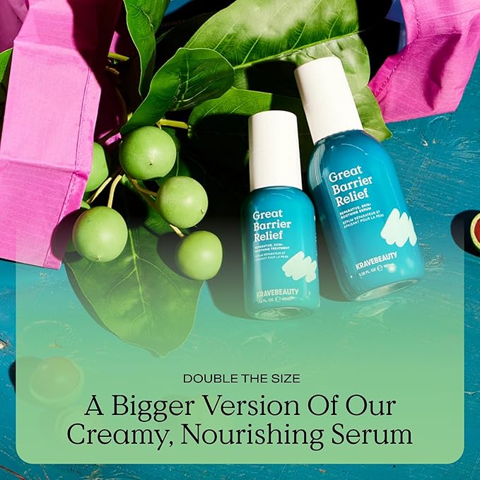 KraveBeauty Jumbo Great Barrier Relief Serum – Korean-Inspired Barrier Repair Serum, Tamanu Oil, Soothes Redness & Hydrates, Vegan & Cruelty-Free, 3.38 fl oz