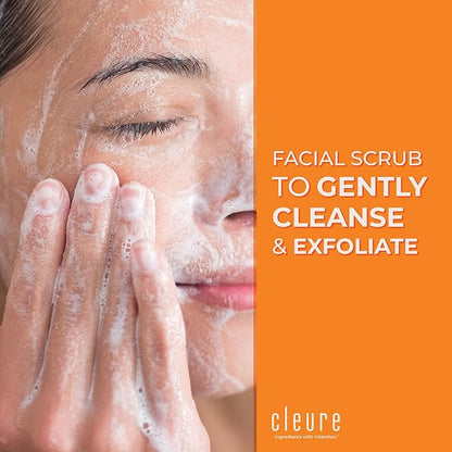 Cleure Hypoallergenic Exfoliating Facial Scrub, Free of Fragrance, Gluten, Paraben, Salicylate and Non-Comedogenic, Unscented, 4 oz