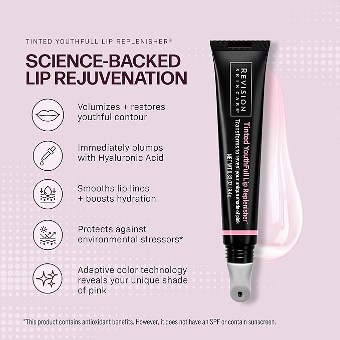 Revision Skincare Tinted YouthFull Lip Replenisher® – pH-Activated Tinted Lip Plumper, Hydrating, Volumizing, and Anti-Aging Treatment with Hyaluronic Acid, 0.33 oz