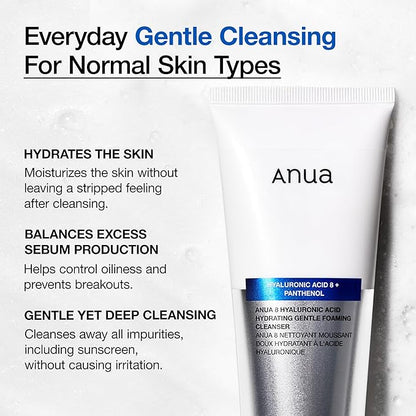 ANUA Gentle Double Cleanser Duo for Facial Cleansing : Heartleaf Pore Control Cleansing Oil Mild & Hydrating Gentle Foaming Cleanser for Double Cleansing, Daily Facial Cleanser, Korean Skincare