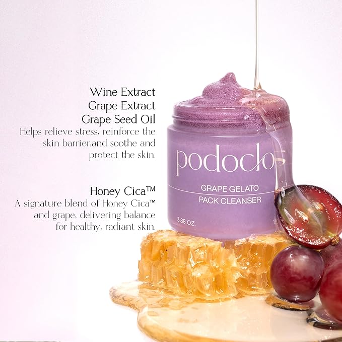 Grape Gelato Pack Cleanser | Face & Body Exfoliating Cleanser, Gentle on Skin, Tough on Dead Cells, Plant-Based Scrub, Honey Cica™ & Grape Extracts, Korean Skin Care | 3.88 oz