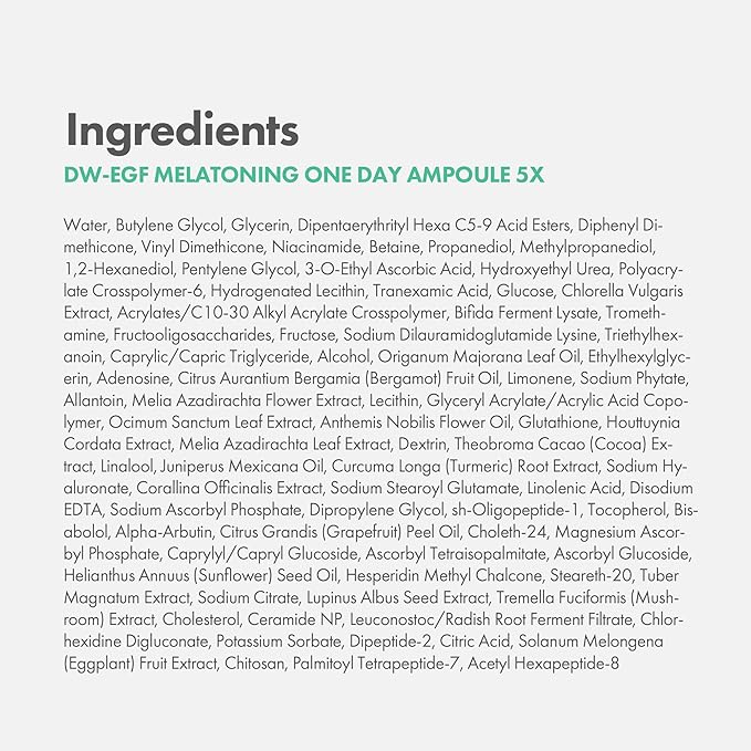 Easydew DW-EGF Melatoning Ampoule 5X - Hydrating Dark Spot Serum with Niacinamide & Glutathione for Uneven Skin - Fast Absorbing Day & Night Ampoule Korean Skin Care (Bottle 1.01 fl oz, EGF 5X)
