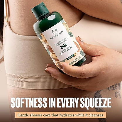 The Body Shop Shea Essentials Gift Set - 4 Piece Set, Shower Cream, Body Butter, Lip Butter, Hand Balm, Vegan