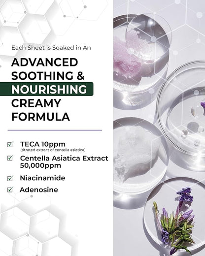 CENTELLIAN 24 Madeca Mask (Extra Calming, 24pc) - Face Mask Sheet for Ultra Calming, Soothing for Sensitive, Acne-prone Skin with Centella Asiatica, TECA, Niacinamide. Korean Skin Care for Men Women