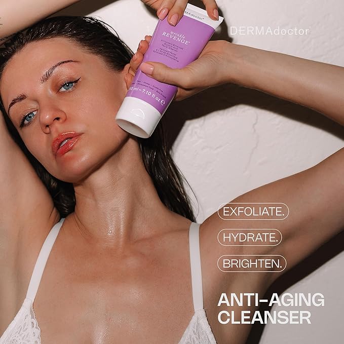 DERMAdoctor Glycolic Acid Exfoliating Face Wash - Anti-Aging, Antioxidant Enhanced Glycolic Acid Toner Facial Exfoliator to Address Fine Lines, Wrinkles, Dullness, Uneven Skin Tone, and Enlarged Pores