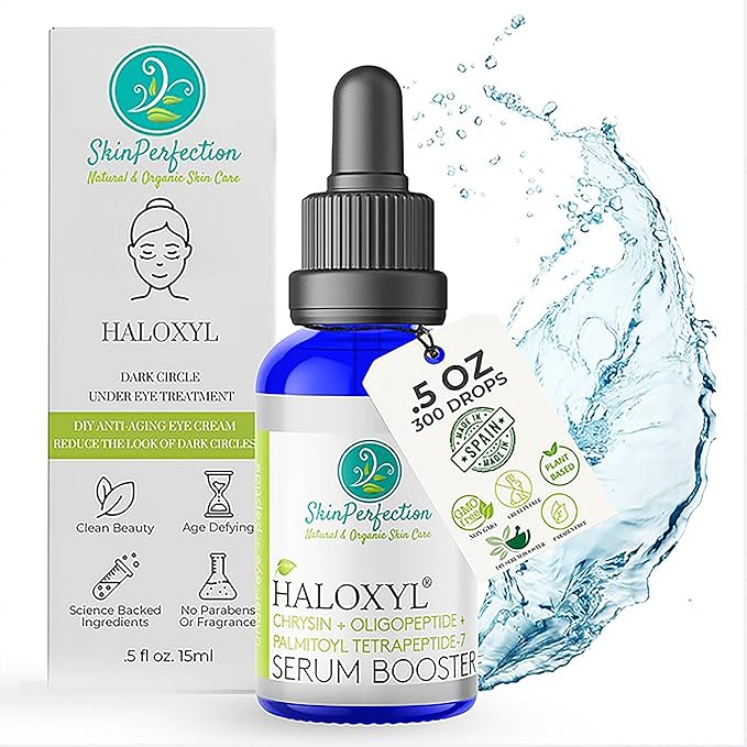 Skin Perfection Haloxyl Anti-aging Under-eye Diy Serum Booster Peptides for Dark Circles, Discolorations Blue Passion Flower .5 Oz, 300 Drops