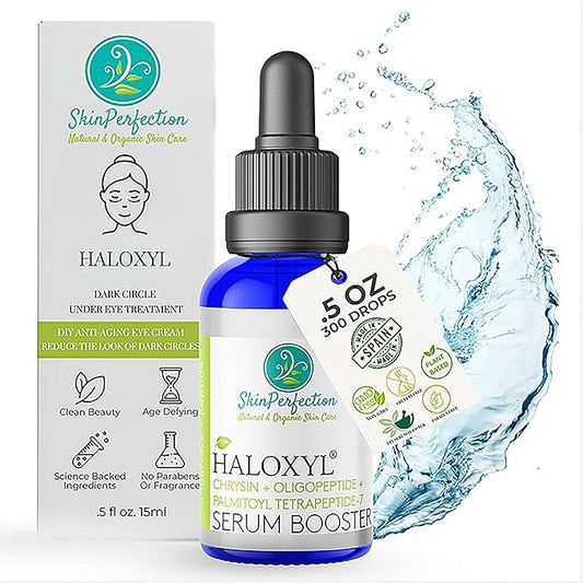 Skin Perfection Haloxyl Anti-aging Under-eye Diy Serum Booster Peptides for Dark Circles, Discolorations Blue Passion Flower .5 Oz, 300 Drops