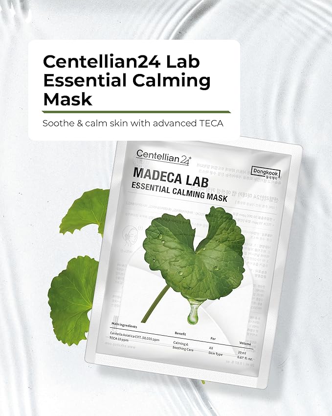 CENTELLIAN 24 Madeca Mask (Extra Calming, 6pc) - Face Mask Sheet Ultra Calming, Soothing for Sensitive Acne-prone with Centella Asiatica TECA, Niacinamide. Korean Skin Care for Men Women by Dongkook
