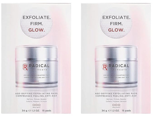 Radical Skincare Age Defying Exfoliating Pads Removes Dead Skin, Evens and Brightens Skin Tone for Radiant Glow | For All Skin Types Including Sensitive Skin | Paraben & Cruelty Free (15 Pads, 2 Pack)