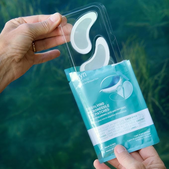 skyn ICELAND Dissolving Microneedle Under Eye Patches with 39% Hyaluronic Acid and Peptides, No Slip Overnight Eye Mask for Fine Lines, Wrinkles and Firming, Vegan, All Skin Types, 3 Pairs