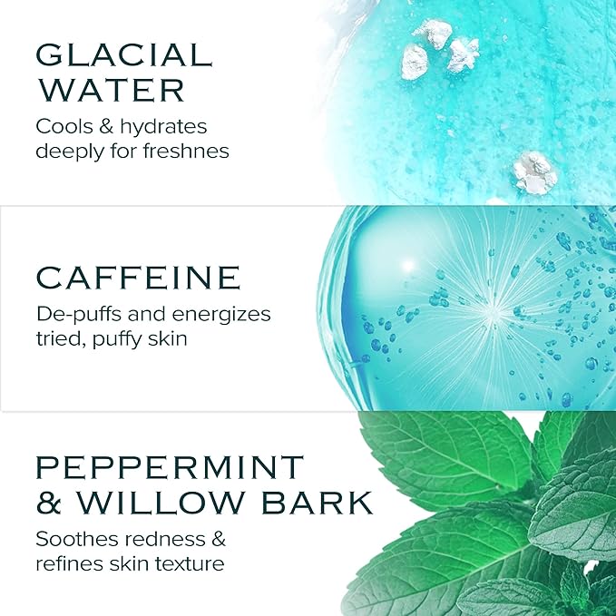 Ice Sorbet Toner Pads | Skin Prep Wipes for Puffiness, Under Eye Bags & Instant Face Lift | Gel Pads for Sunburn Relief & After Sun with 30% Glacial Water & Caffeine | Pack of 4 (240 Count)