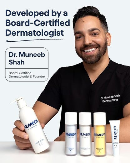 Remedy for Dark Spots – Discoloration Treatment For Face with Retinol, Glutathione, Niacinamide, Mandelic Acid, Kojic Acid and Tranexamic Acid – By Dermatologist Dr. Shah