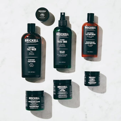 Brickell Men's Daily Elite Face Care Routine I, Toner, Gel Facial Wash, Face Scrub, Anti-Aging Night Cream, Eye Cream, Charcoal Mask and Moisturizer, Natural and Organic, Scented