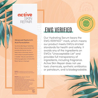Active Skin Repair Face and Body Hydrating Serum, EWG Certified Hyaluronic Acid for All Skin Types, Dermatologist-Tested Moisturizing Anti-Aging Serum with Ceramides & Niacinamide, 5 fl. oz.
