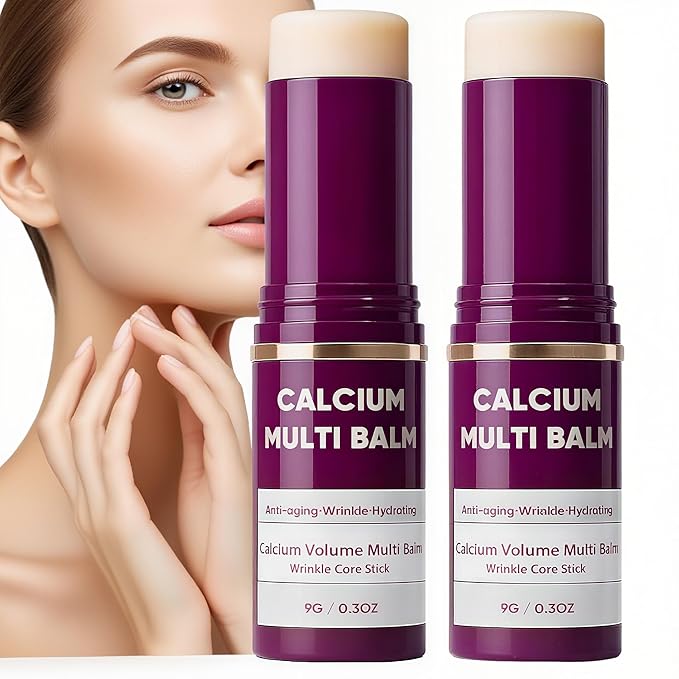 Cemenrete Calcium Multi Balm 2PCS, All-in-One Multi-Action Stick & Anti-Aging Stick, Korean Collagen for Wrinkles, Hydrating Formula for Face, Eyes, Neck & Lips (Set)