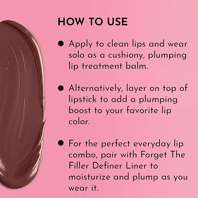 LAWLESS Women's Forget the Filler Lip Plumping Line Smoothing Tinted Balm, Amaretto, Brown, 0.09 Ounce