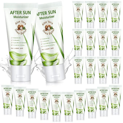 24 Pcs After Sun Lotion Mini Aloe Vera Lotion Bulk Travel, 1 oz Travel Size Aloe Vera Skin Moisturizer Organic Mini Sunscreen Bulk Party Favor Moisturizing for Face and Body