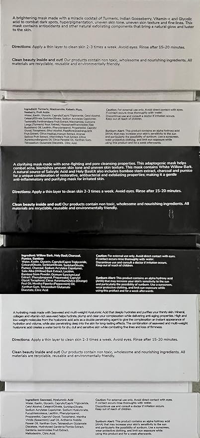 PINKSLIP Skin Face Mask Triple Bundle, Includes Clarifying, Radiance and Hydrating Masks, Pore Cleansing Minimizer, Natural Acne Treatment, Anti-Aging, Designed for all, Ideal for Brown and Tan Skin