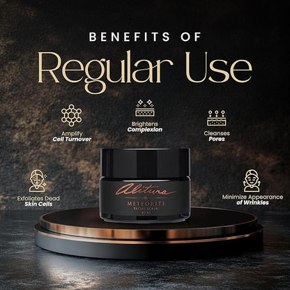 Alitura Meteorite Scrub – Exfoliating Face & Body Scrub with Pearl Powder & Bamboo Stem Cells – Brightening & Anti-Aging Exfoliant for Dead Skin, Dark Spots, and Fine Lines – For Men & Women, 60ml