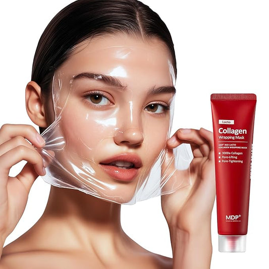 MDP+ RED LACTO COLLAGEN WRAPPING MASK, Glowy, Skin Elasticity, Hydrating, 2.36oz/70ml,Peel-off Mask, Pore Lifting and Minimizing, Korean Glass Skin