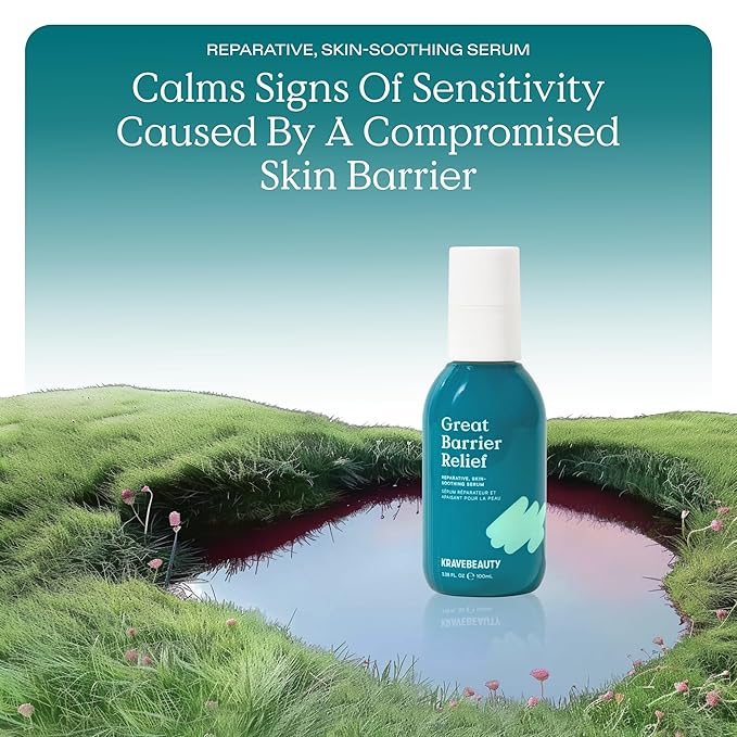 KraveBeauty Jumbo Great Barrier Relief Serum – Korean-Inspired Barrier Repair Serum, Tamanu Oil, Soothes Redness & Hydrates, Vegan & Cruelty-Free, 3.38 fl oz