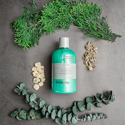 Anthony Glycolic Facial Cleanser, Facial Scrub, Blue Sea Kelp Body Scrub, and Invigorating Rush Hair and Body Wash - 8 Fl Oz, 8 Fl Oz, 12 Fl Oz, 12 Fl Oz