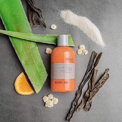 Anthony Glycolic Facial Cleanser, Facial Scrub, Blue Sea Kelp Body Scrub, and Invigorating Rush Hair and Body Wash - 8 Fl Oz, 8 Fl Oz, 12 Fl Oz, 12 Fl Oz