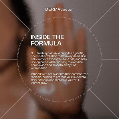 DERMAdoctor Glycolic Acid Exfoliating Face Wash - Anti-Aging, Antioxidant Enhanced Glycolic Acid Toner Facial Exfoliator to Address Fine Lines, Wrinkles, Dullness, Uneven Skin Tone, and Enlarged Pores