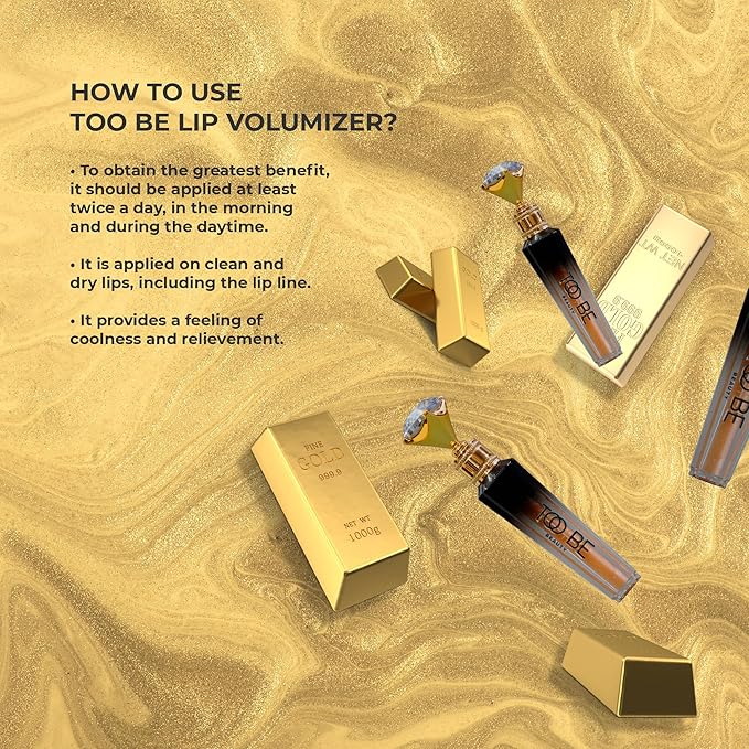 Too Be Beauty Lip Plumper Extreme, Lip Gloss with 24K Pure Gold, Youthful Lip Replenisher, Maximum Plump, Smoother and Extra Strength Lip Plumper, Visibly Volumizing and Anti-Aging Lip Moisturizer 5ml