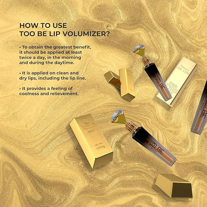 Too Be Beauty Lip Plumper Extreme, Lip Gloss with 24K Pure Gold, Youthful Lip Replenisher, Maximum Plump, Smoother and Extra Strength Lip Plumper, Visibly Volumizing and Anti-Aging Lip Moisturizer 5ml
