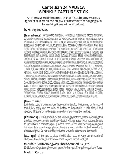 CENTELLIAN 24 Madeca Wrinkle Capture Stick (0.4oz) - Multi Balm Stick for Wrinkles & Fine Lines. Korean Skincare, Eye Cream & Moisturizer by Dongkook. Centella Asiatica, Ceramide, Collagen